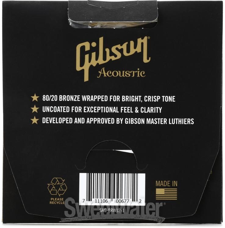 Gibson Accessories SAG-BRW12 80/20 Bronze Acoustic Guitar Strings -  .012-.053 Light | Sweetwater