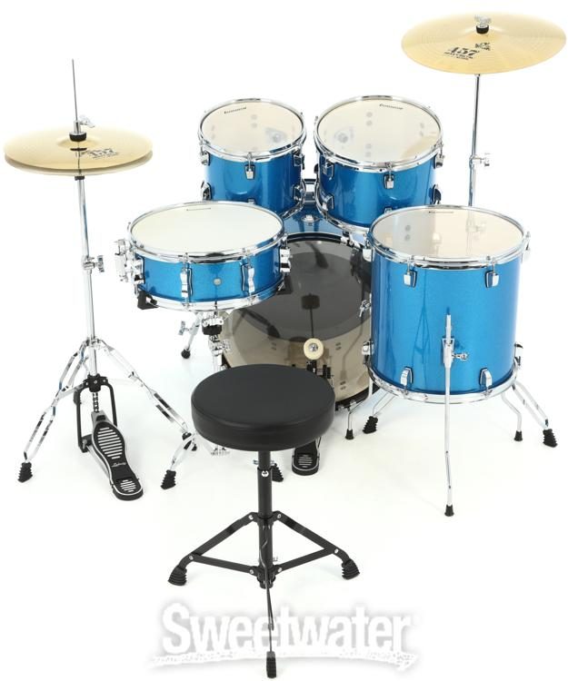 Ludwig Accent Drive 5-Pc Drum Set, Red Sparkle - Includes: Hardware,  Throne, Pedal, Cymbals, Sticks & Drumheads