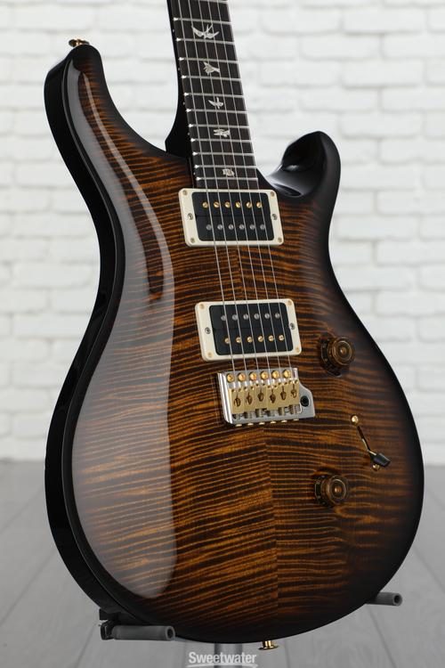 PRS Custom 24 Electric Guitar with Pattern Thin Neck - Black Gold Wrap  Burst 10-Top