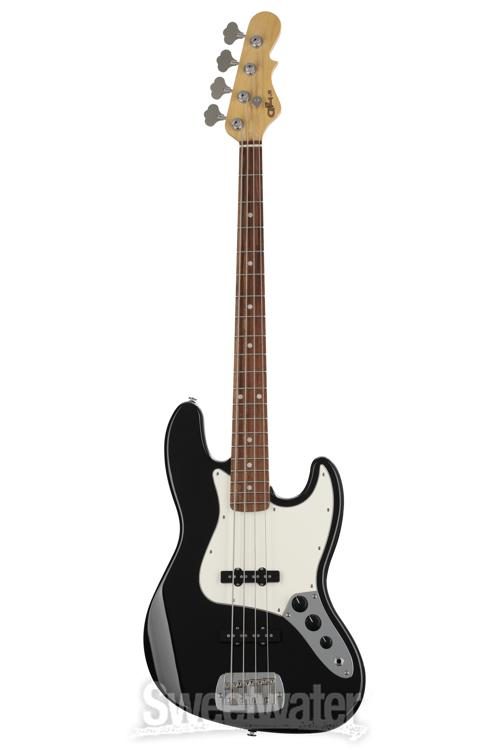 G&L Fullerton Deluxe JB Bass Guitar - Jet Black with Caribbean Rosewood  Fingerboard