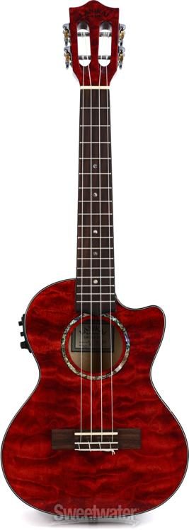 Lanikai QM-RDCET Tenor Ukulele with Cutaway & Electronics - Red Stain