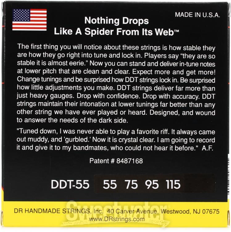 DR Strings DDT-55 Drop-Down Tuning Stainless Steel Bass Guitar Strings - .055-.115 Heavier