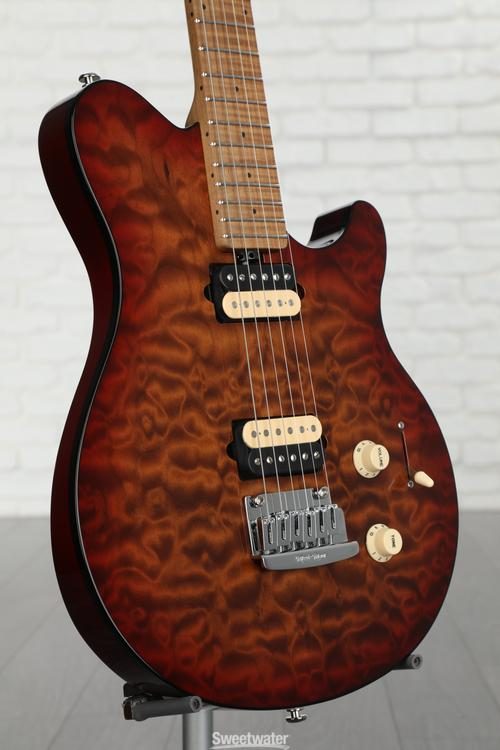 Ernie Ball Music Man Axis Super Sport Electric Guitar - Roasted Amber Quilt  with Roasted Figured Maple Fingerboard