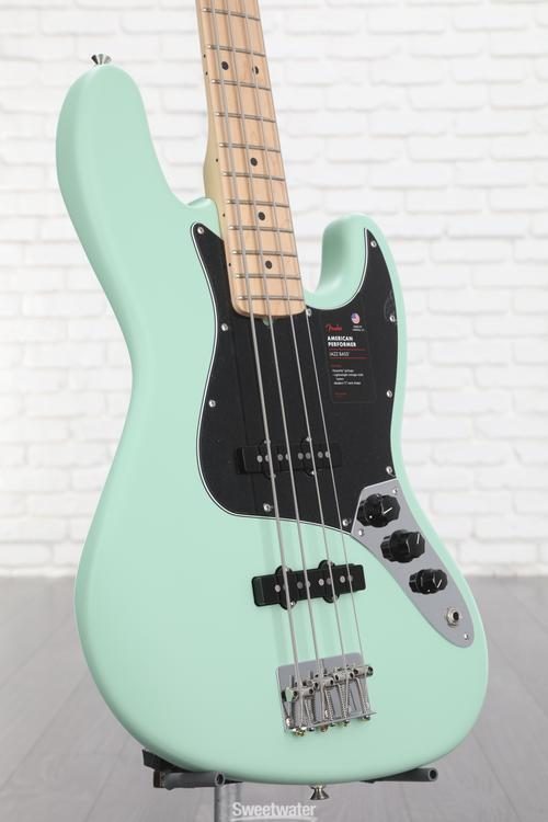 Fender American Performer Jazz Bass - Satin Surf Green with Maple  Fingerboard