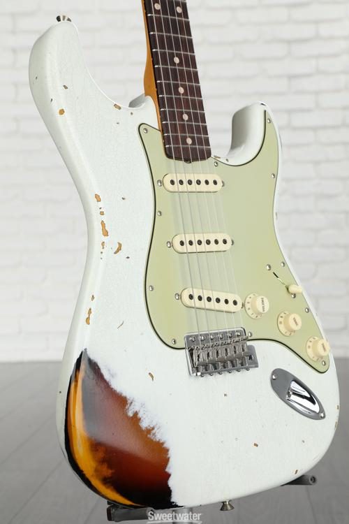 Fender Custom Shop Custom '60s Heavy Relic Stratocaster - Olympic White  Over Sunburst