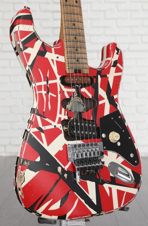 EVH Striped Series Frankenstein Relic - Red/Black/White | Sweetwater