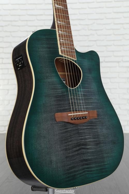 Ibanez ALT30FM Altstar Flamed-top Acoustic-electric Guitar - Emerald Doom  Burst