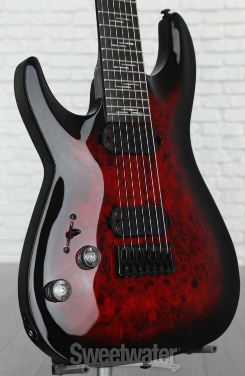 Schecter Omen Elite-7 Left-handed Electric Guitar - Black Cherry Burst