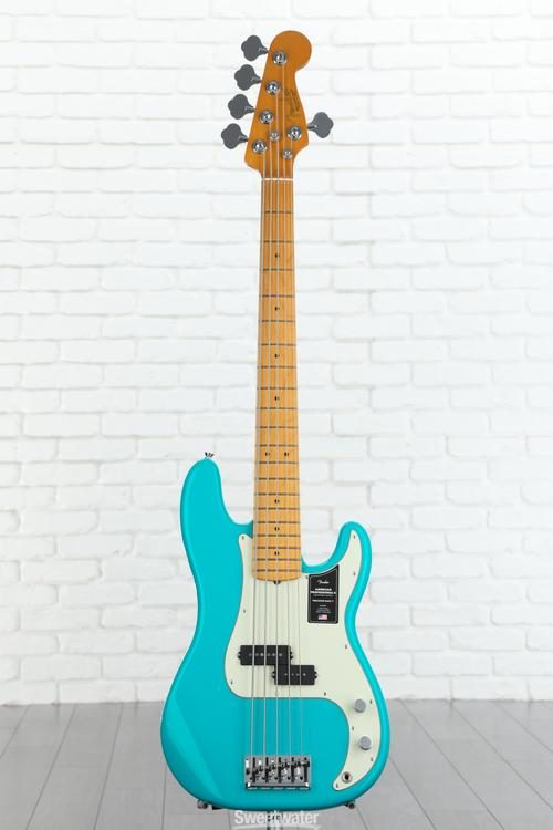 Fender American Professional II Precision Bass V - Miami Blue with Maple  Fingerboard