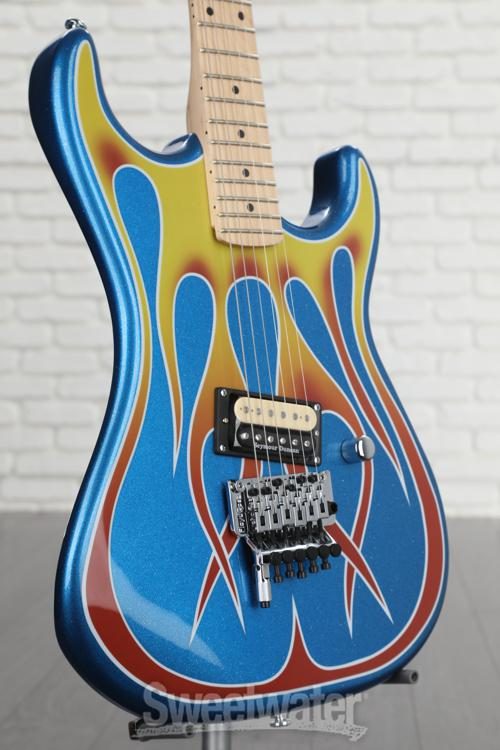 Kramer Baretta Electric Guitar - Blue Sparkle with Flames with EVH