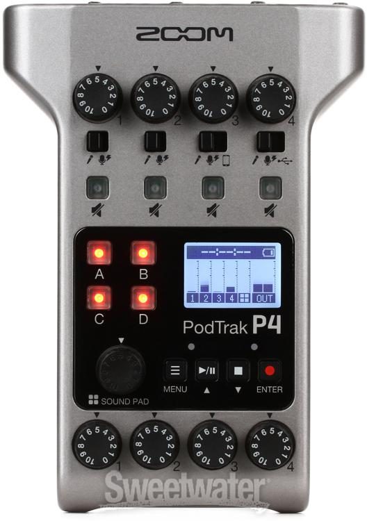 Zoom PodTrak P4 Portable Podcasting Recorder with Microphone and