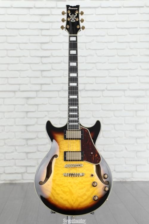 Ibanez Artcore Expressionist AM93QM Semi-Hollow Electric Guitar - Antique  Yellow Sunburst