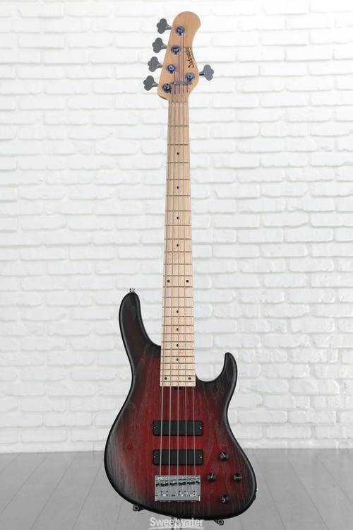 Sadowsky MetroLine 24-fret Modern Bass, Swamp Ash Body, 5-string - Burgundy  Blackburst Transparent Satin