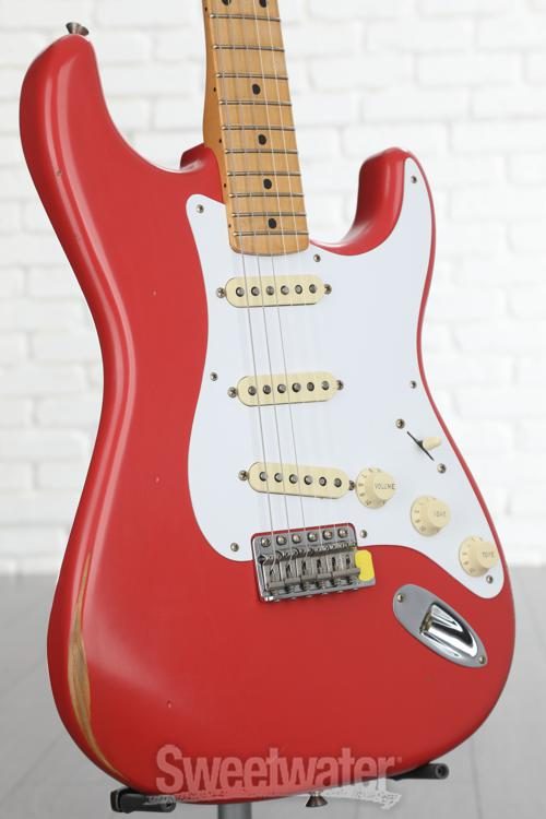 Fender Vintera Road Worn 50s Stratocaster Electric Guitar - Fiesta Red