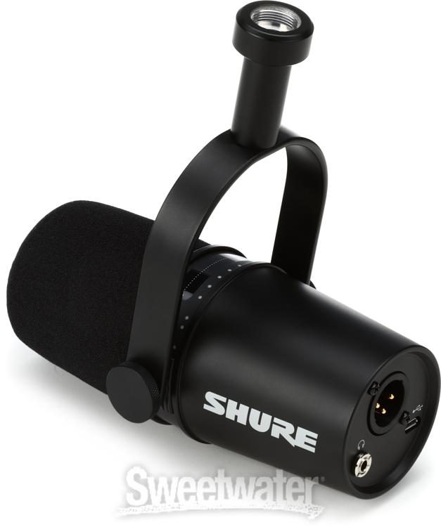 Shure Bundle, Compass Microphone Boom Arm w/ MV7-K Dynamic Microphone  (Black) and Cable