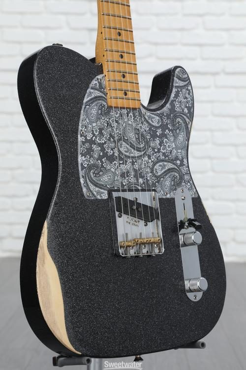 Fender Brad Paisley Road Worn Esquire Electric Guitar - Black Sparkle