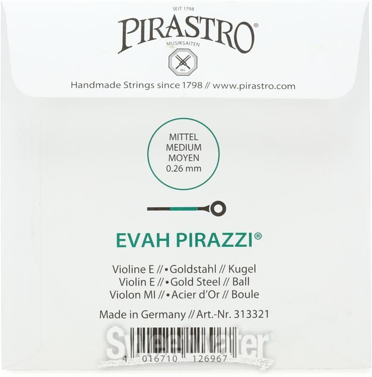 Pirastro Evah Pirazzi Violin E String - 4/4 Size 26 Gauge Goldsteel with  Ball-end