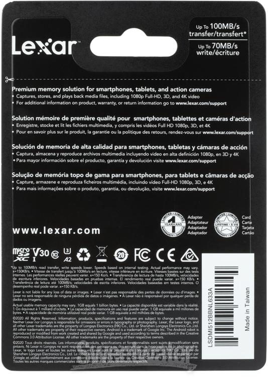 Carte Micro SD LEXAR 256Go High-Performance 633x + adaptateur