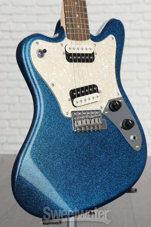 Squier Paranormal Super-Sonic Electric Guitar - Blue Sparkle with Pearloid  Pickguard
