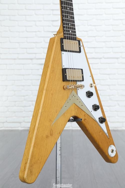 Gibson Custom 1958 Korina Flying V with White Pickguard - Natural