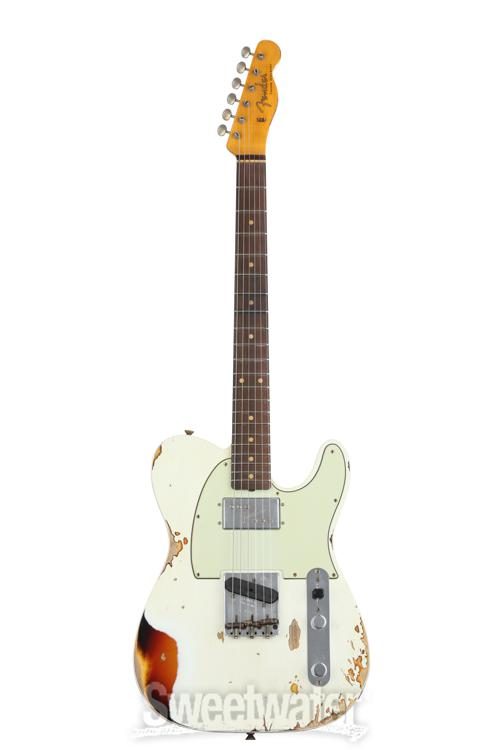 Fender Custom Shop Limited Edition CuNiFe Telecaster Custom Heavy Relic  Electric Guitar - Olympic White Over 3-tone Sunburst