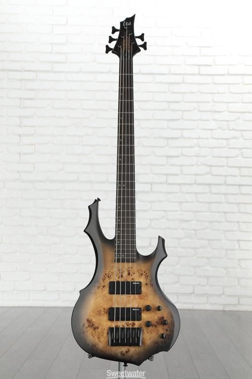 ESP LTD F-5 Ebony Bass Guitar - Charcoal Burst Satin | Sweetwater