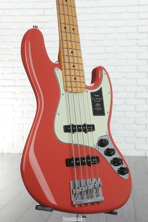 Fender Player Plus Active Jazz Bass V - Fiesta Red with Maple Fingerboard