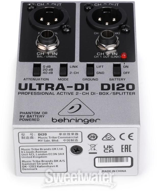Behringer ULTRA-DI DI20 Professional Active 2 Channel DI Box in