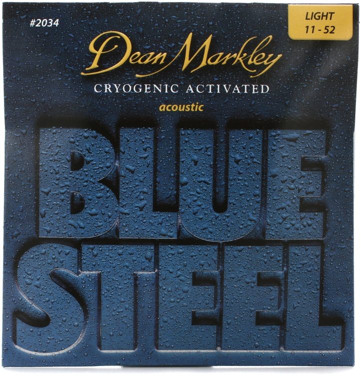 Dean Markley 2034 Blue Steel 92 8 Bronze Cryogentic Activated Acoustic Guitar Strings .011 .052 Light 3 Pack