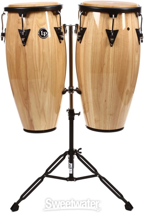 Latin Percussion Aspire Wood Conga/Tumba Set with Stand - 11/12 inch Natural