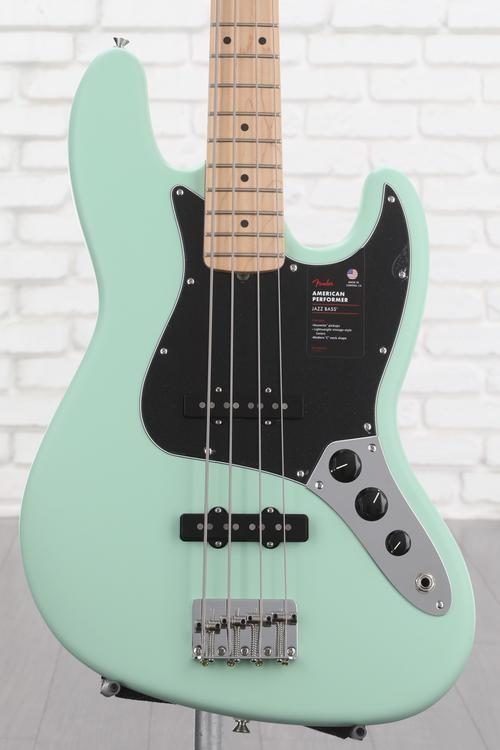 Fender American Performer Jazz Bass - Satin Surf Green with Maple  Fingerboard