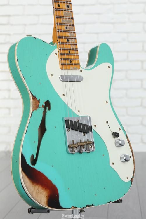 Fender Custom Shop Limited-edition '50s Telecaster Thinline Heavy Relic -  Aged Surf Green over 3-color Sunburst