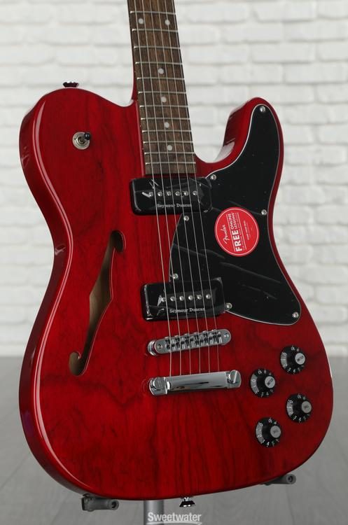 Telecaster　Fender　Indian　Jim　Adkins　Fingerboard　JA-90　Guitar　Transparent　Crimson　Thinline　Semi-hollowbody　Electric　with　Laurel　Sweetwater