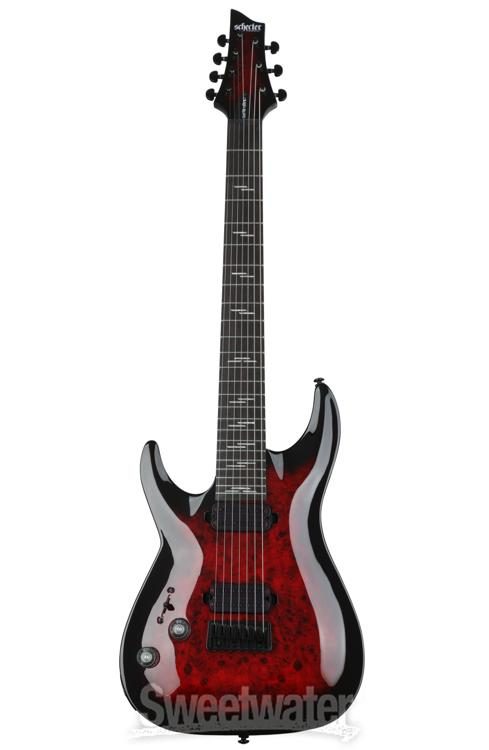 Schecter Omen Elite-7 Left-handed Electric Guitar - Black Cherry Burst