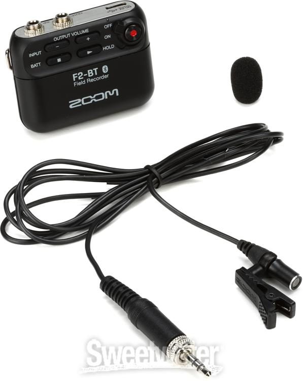 Zoom F2 Field Recorder with Lavalier Microphone and Bluetooth Control