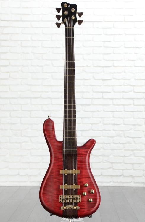 Warwick Masterbuilt Streamer Stage I 5-string Bass Guitar - Burgundy Red  Transparent Satin