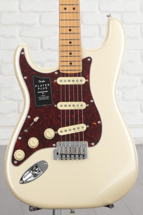 Fender Player Plus Stratocaster Lefthanded Electric Guitar Olympic Pearl with Maple