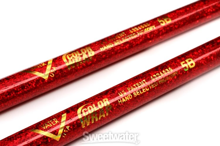 suppe komprimeret Miljøvenlig Vater Color Wrap Hickory Drumsticks - 5B - Wood Tip - Red Sparkle |  Sweetwater