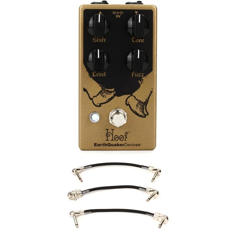 EarthQuaker Devices Hoof V2 Germanium/Silicon Fuzz Pedal with 3 Patch Cables