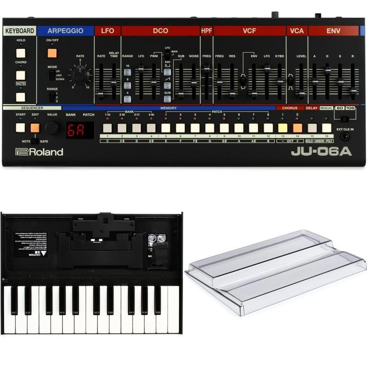 Roland JU-06A Boutique Series Juno Sound Module with Keyboard and Decksaver  Bundle