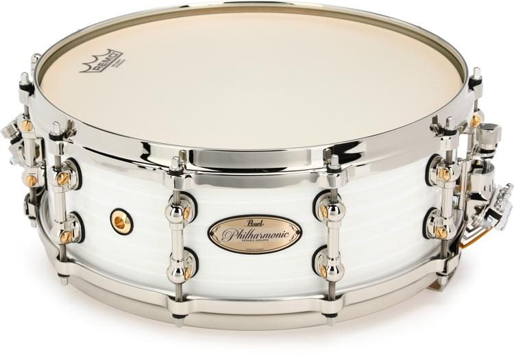 Pearl Philharmonic Maple/Birch Snare Drum 5-inch x 14-inch, Silver White  Swirl Sweetwater