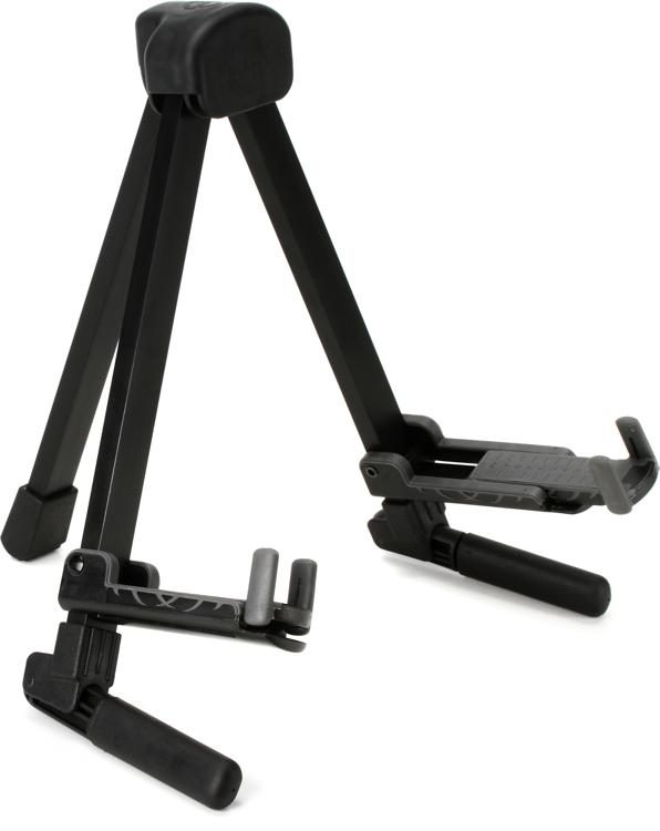 K&M 17550 Memphis Travel Guitar Stand (Acoustic and Electric) - Black