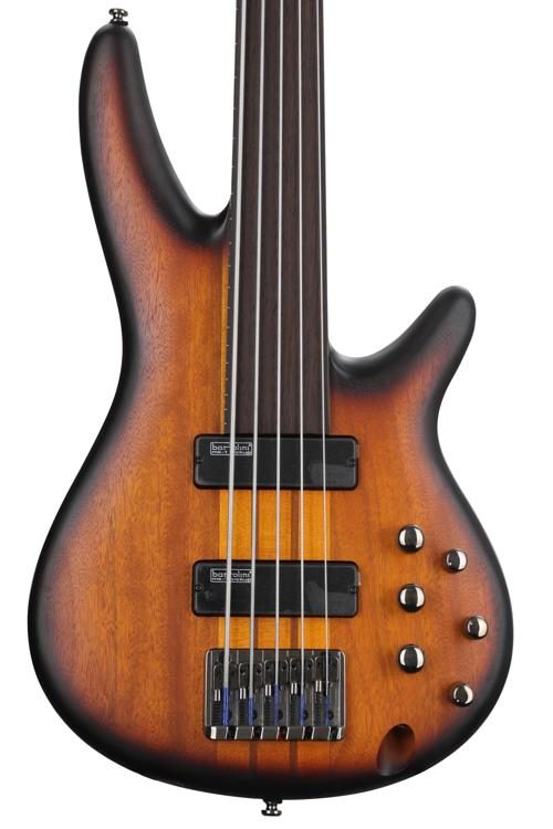Ibanez Bass Workshop SRF705 Fretless Bass Guitar - Brown Burst Flat