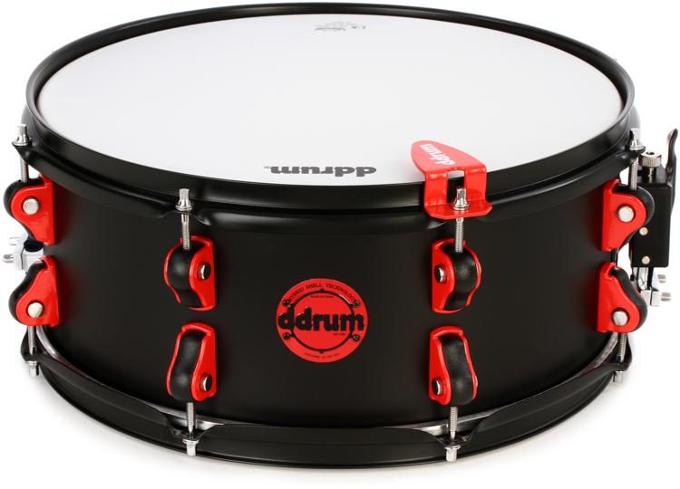 ddrum Hybrid Snare Drum with Trigger - 6 x 13 inch Black with Red 