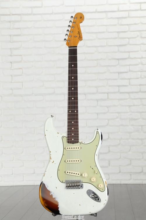 Fender Custom Shop Custom '60s Heavy Relic Stratocaster - Olympic White  Over Sunburst