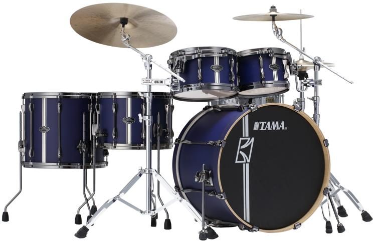 Tama Superstar Hyper-Drive Duo 5-piece Shell Pack - Satin Blue Vertical  Stripe | Sweetwater