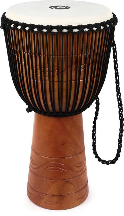 Meinl Percussion ADJ2-L+BAG African Style Rope Tuned 12-Inch Wood Djembe with Bag Brown 