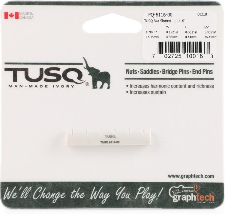 Graph Tech Pq 6116 00 Tusq Slotted Guitar Nut 1 11 16 Long X 3