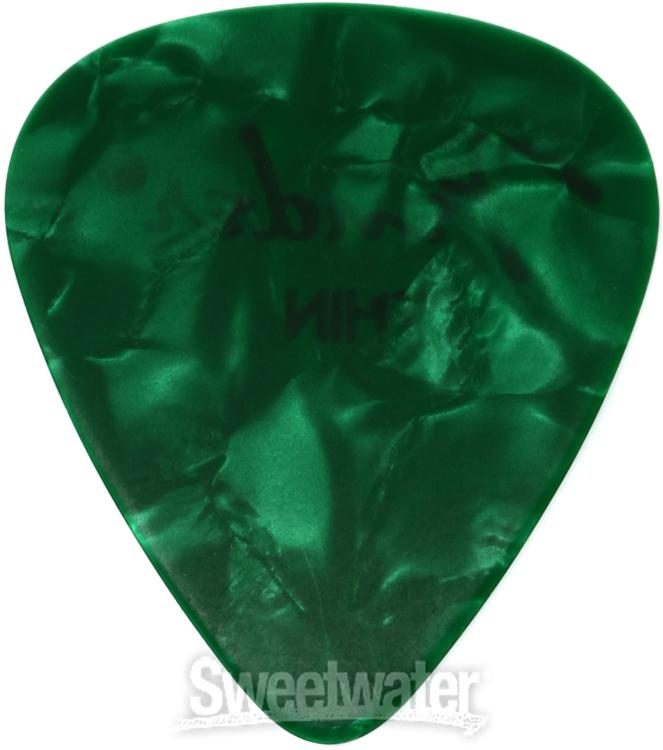 Fender Thin Green Moto Celluloid 351 Guitar Picks 12 098-0351-771