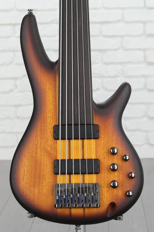 Ibanez SRF706 Fretless Bass Guitar Brown Burst Flat Sweetwater